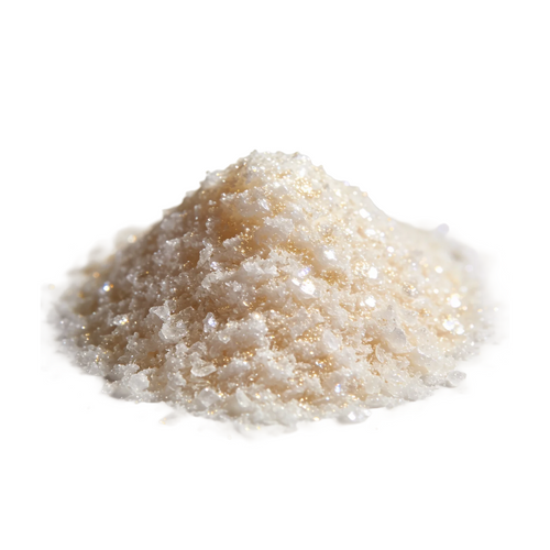 White granular brightening skincare compound on a white background