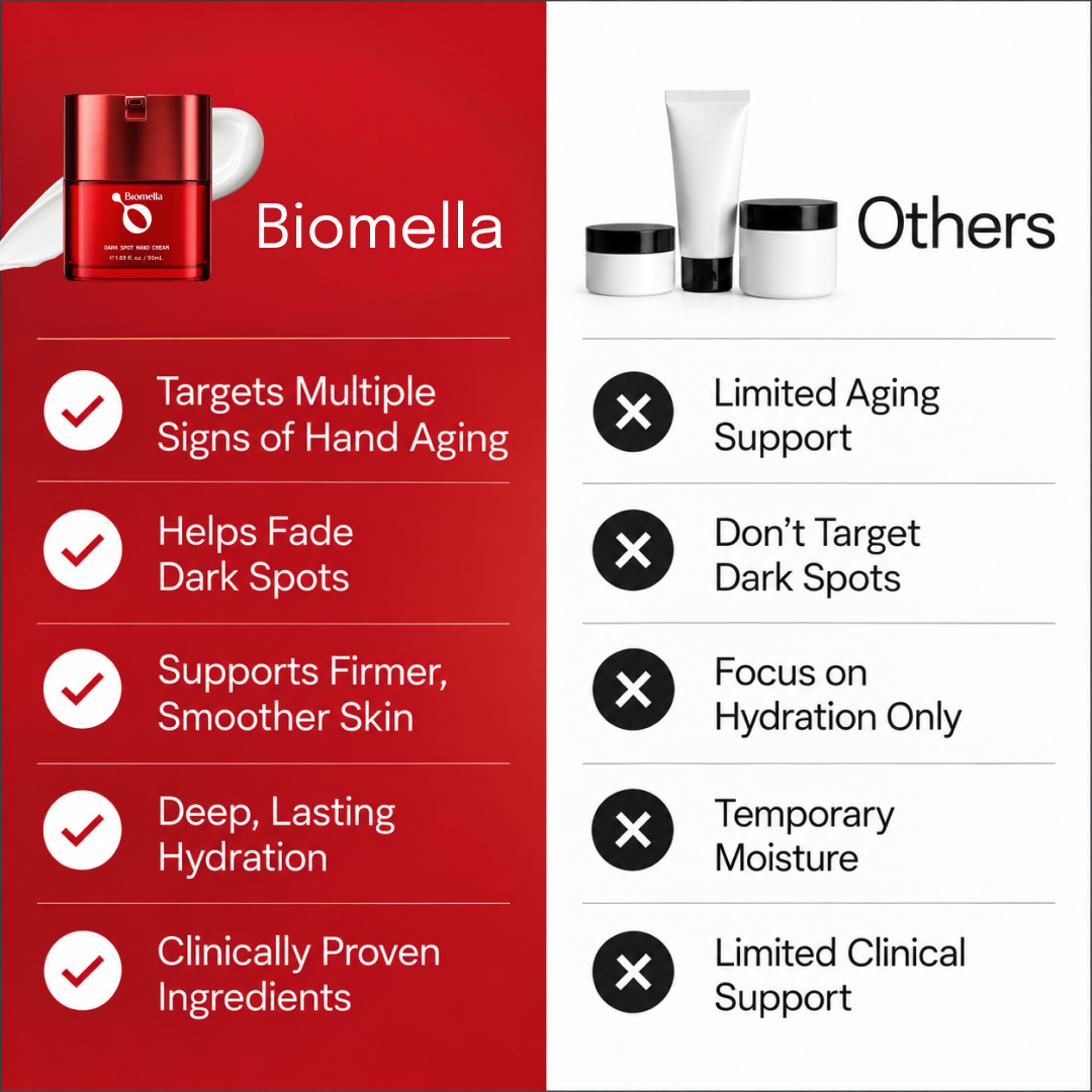 Biomella Dark Spot Hand Cream benefits compared with other hand creams