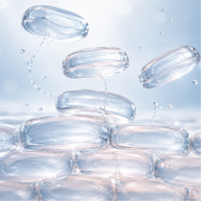 3D illustration of skin cells being replenished with hydration
