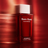 Biomella Born Bare Eau de Parfum red perfume bottle on a white background